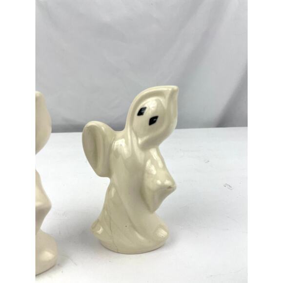 VTG Set Of 2 Halloween Ceramic Spooky White Ghost Figurines 1980s 4.75" Tall - Picture 6 of 13